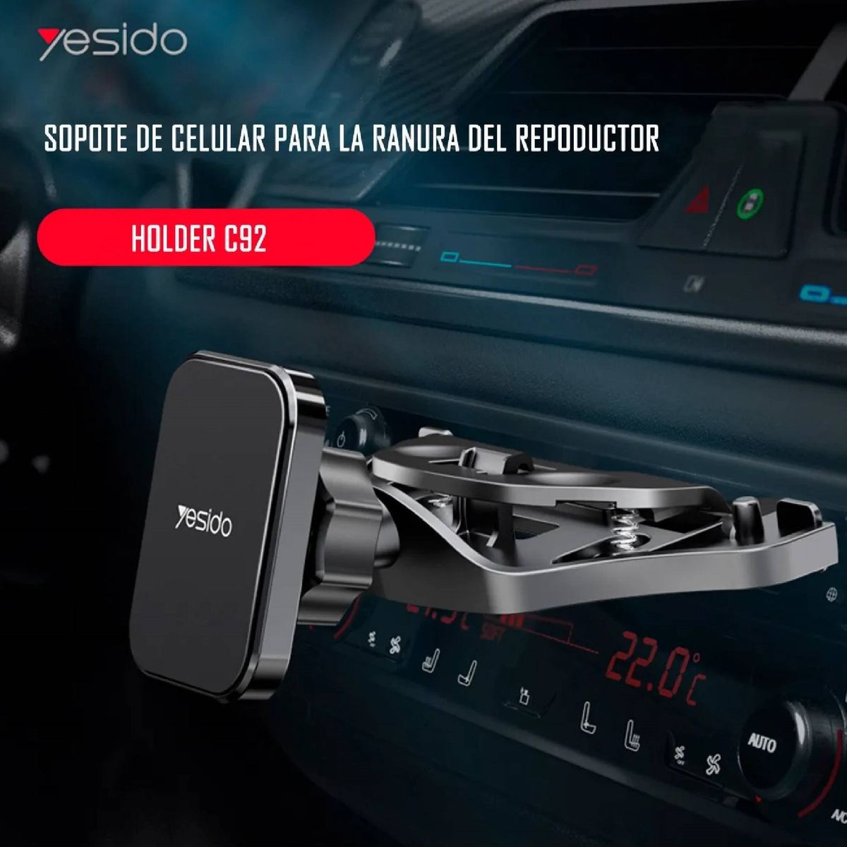 YESIDO - Soporte Holder Celular Para Ranura De Cd Auto Yesido C92