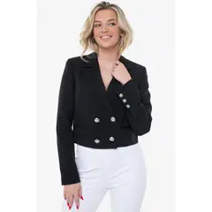 GUESS - Chaqueta Andree Crop Blazer Negro