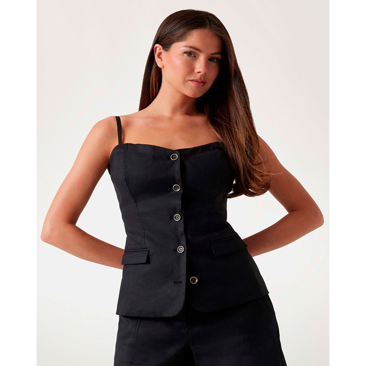 GUESS - Polera Sl Isabeau Corset Top Negro