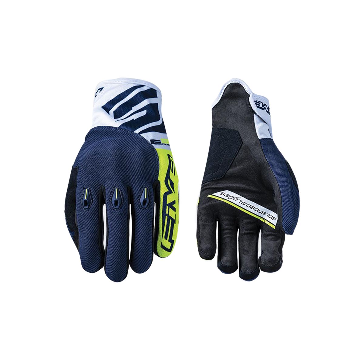 FIVE GLOVES - Guantes Moto Five E3 EVO Azul Amarillo Fluor