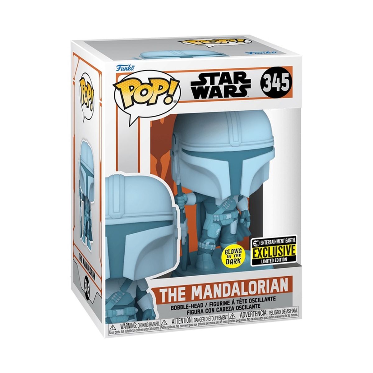 FUNKO - Funko Pop Star Wars – The Mandalorian Glow 345 + Protector
