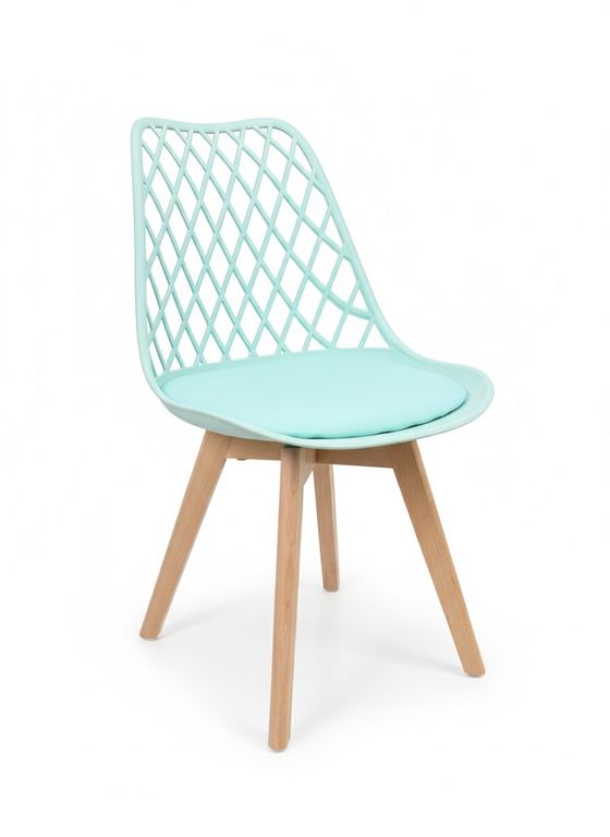Silla de comedor acolchada Tulip Mesh Verde menta