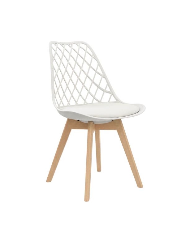Silla de comedor acolchada Tulip Mesh Blanco