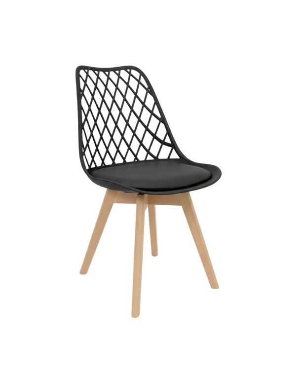 Silla de comedor acolchada Tulip Mesh Negro