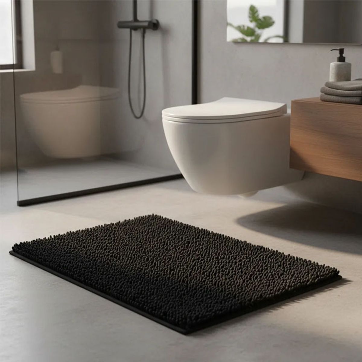 BRIC - Alfombra Para Baño Negra 45x70 Cm