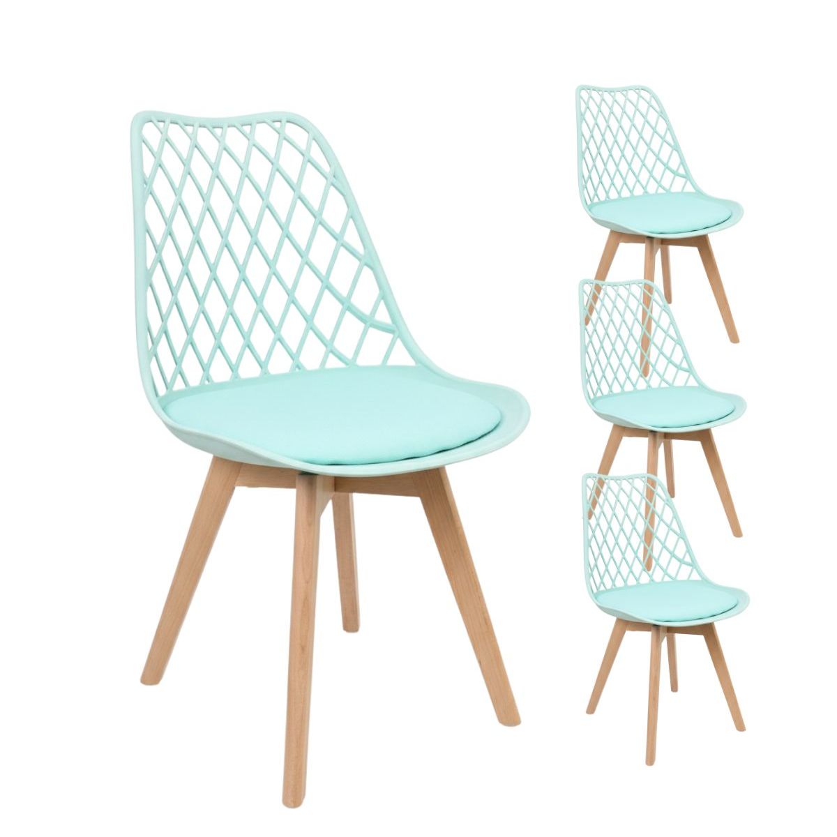 HABITA2 CHILE - Pack 4 Silla de comedor acolchada Tulip Mesh