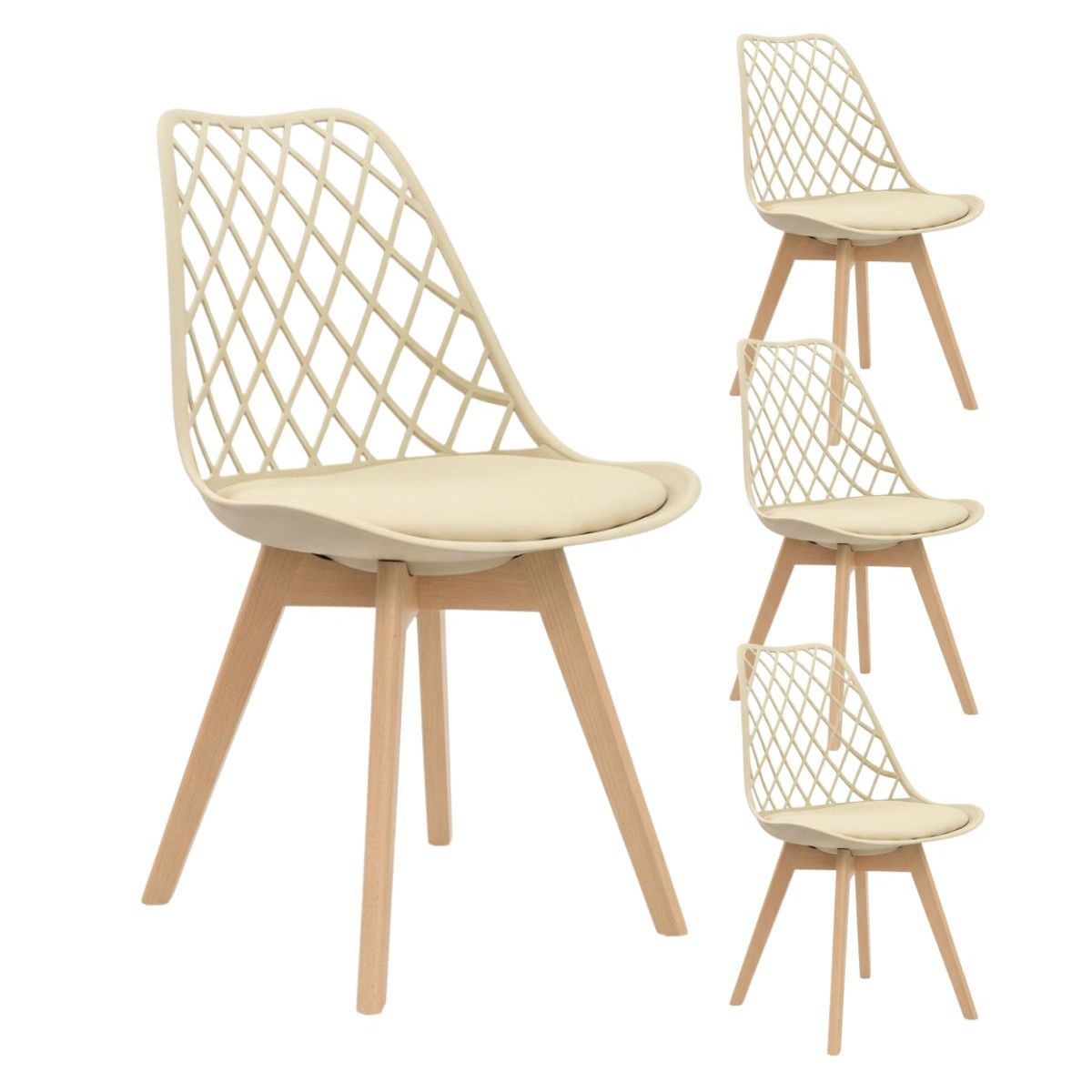 HABITA2 CHILE - Pack 4 Silla de comedor acolchada Tulip Mesh
