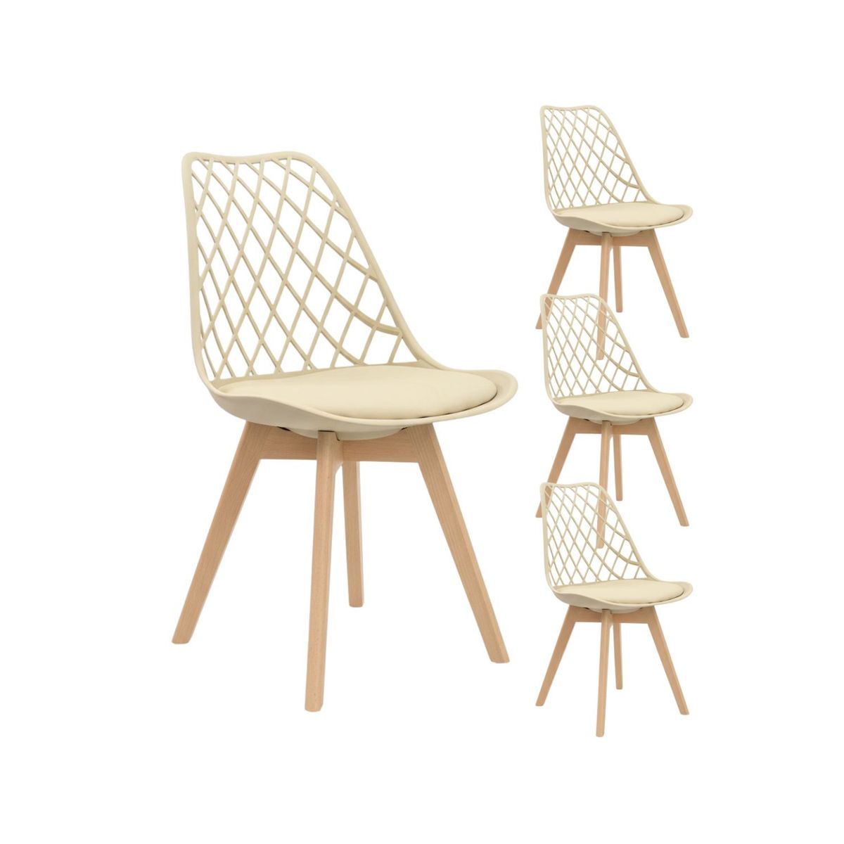 HABITA2 CHILE - Pack 4 Silla de comedor acolchada Tulip Mesh