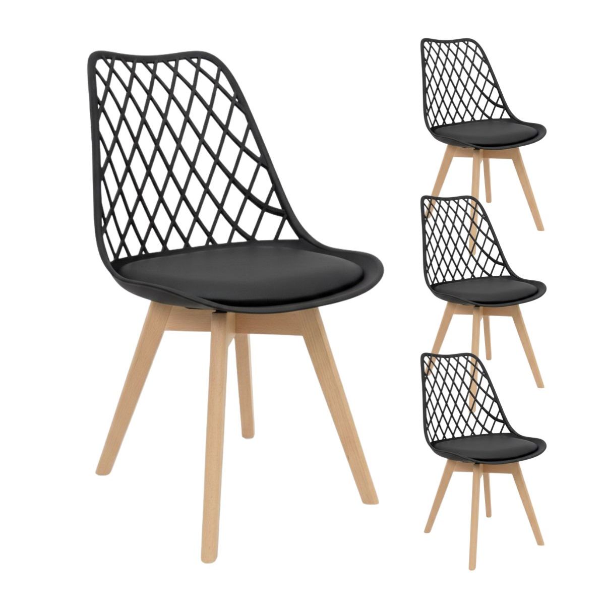 HABITA2 CHILE - Pack 4 Silla de comedor acolchada Tulip Mesh