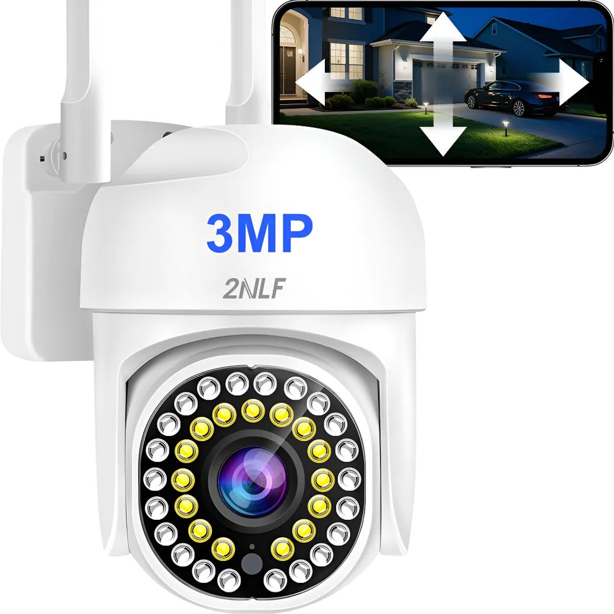GENERICO - 3MP Cámara De Seguridad Exterior Wifi inalambrica ip 360 Impermeable HD Color Blanco