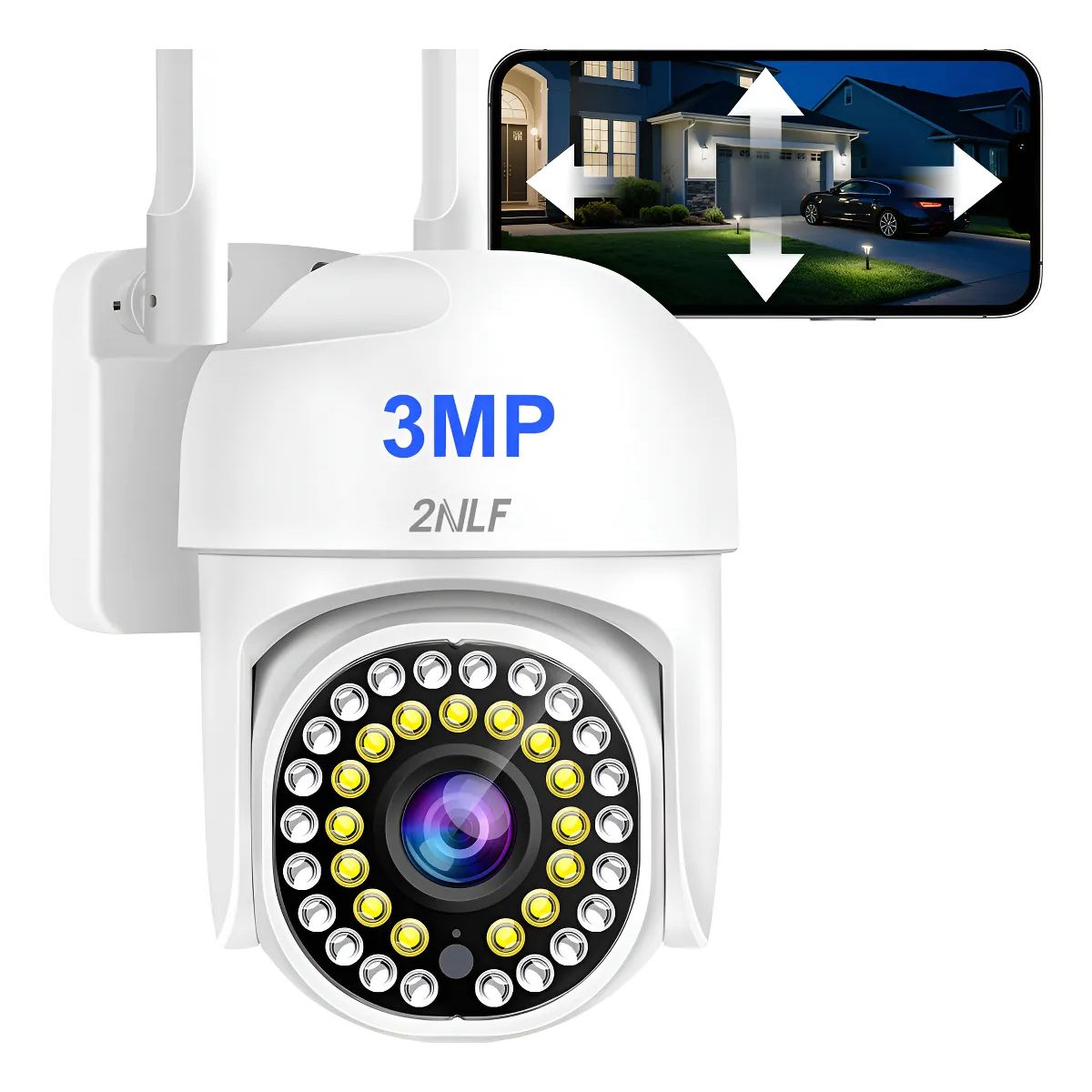 GENERICO - 3MP Cámara De Seguridad Exterior Wifi inalambrica ip 360 Impermeable HD Color Blanco