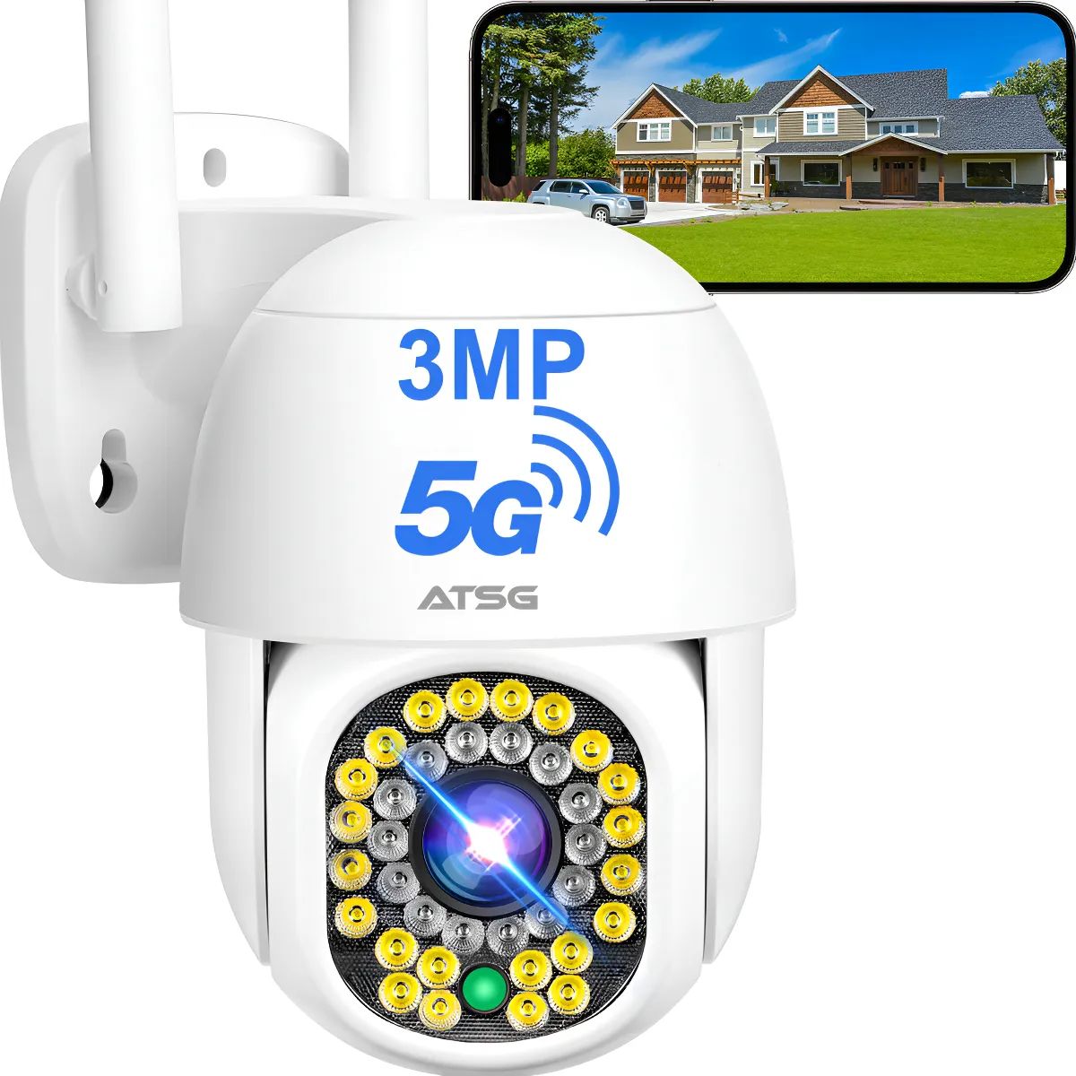 GENERICO - Cámara De Seguridad 3MP Exterior Visión Nocturna A Todo Color