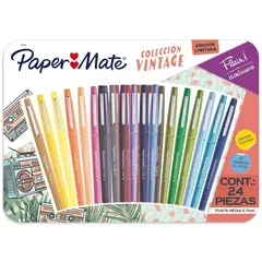 PAPER MATE - Marcadores Flair Colección Vintage Punta Media Set 24 Colores