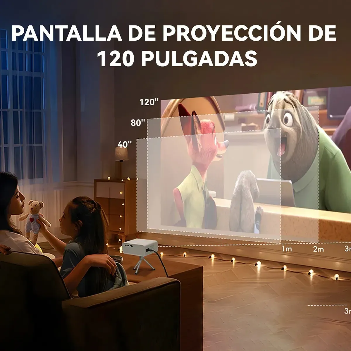 GENERICO - 4k Proyector Portátil Hd Android Enfoque Motorizado 12000lm