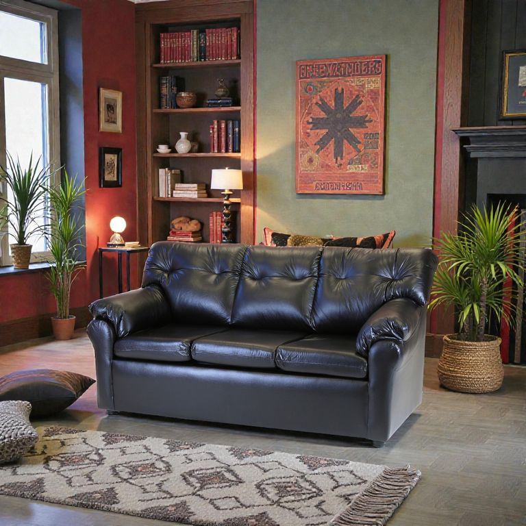 Sofa Mateo 3 Cuerpos - Cuero Sintetico Pu Negro