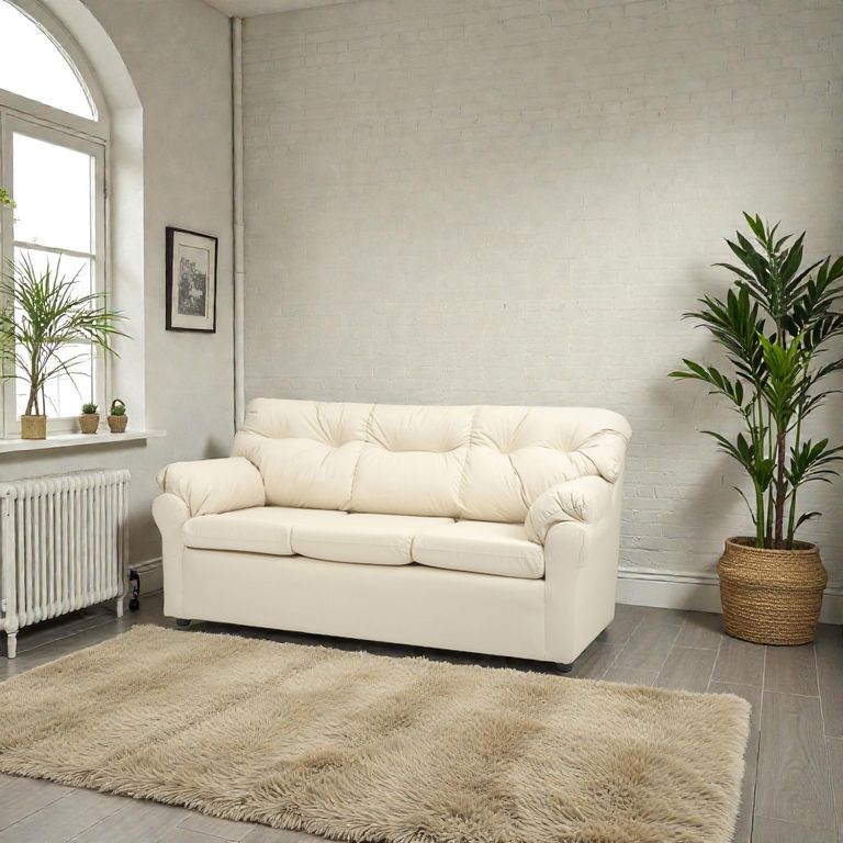 Sofa Mateo 3 Cuerpos - Cuero Sintetico Pu Beige