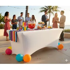 GENERICO - FUNDA BLANCA ELASTICA PARA CAMILLA, MESA 210X90X75 CM