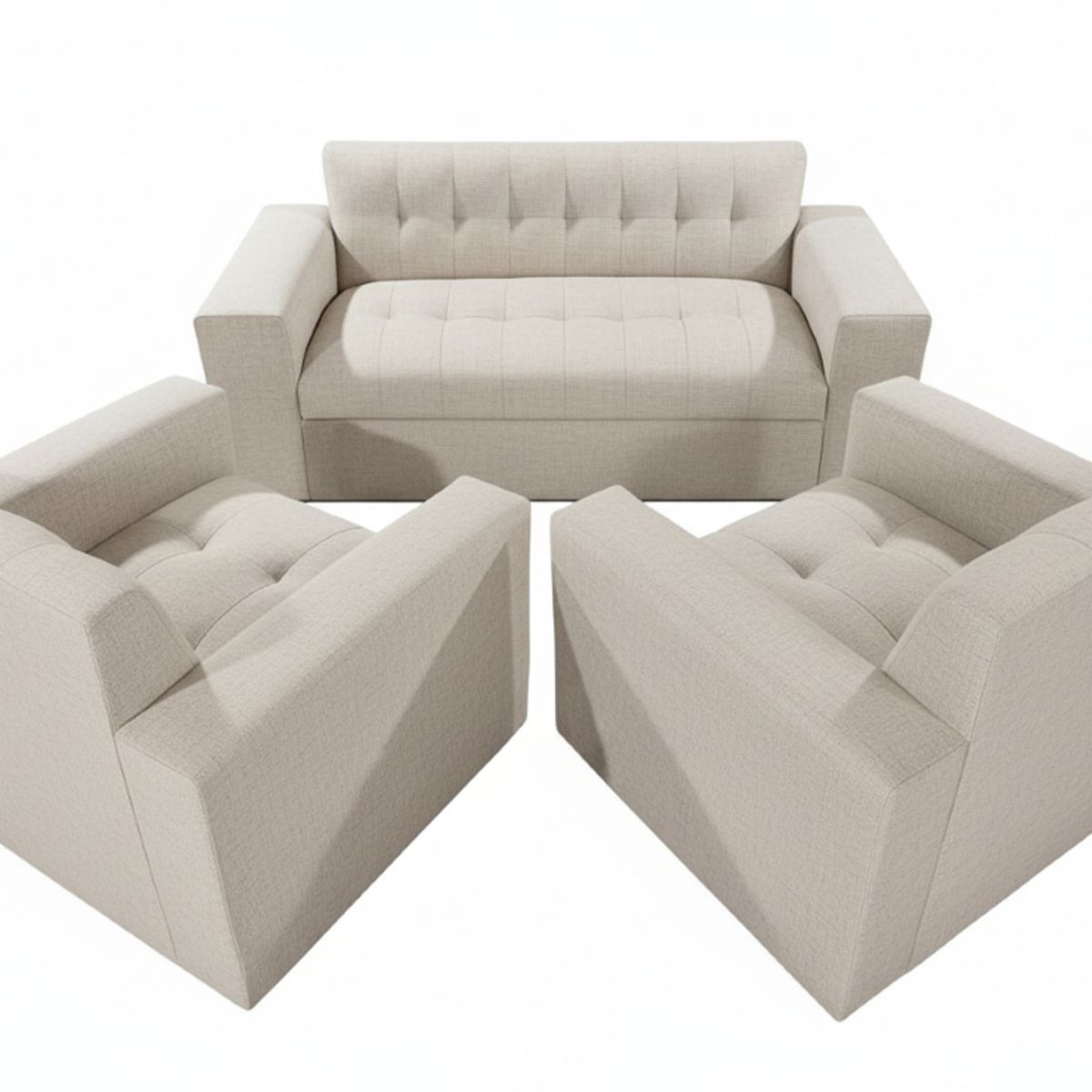 MUEBLES NEW - JUEGO DE LIVING BEIGE LINO