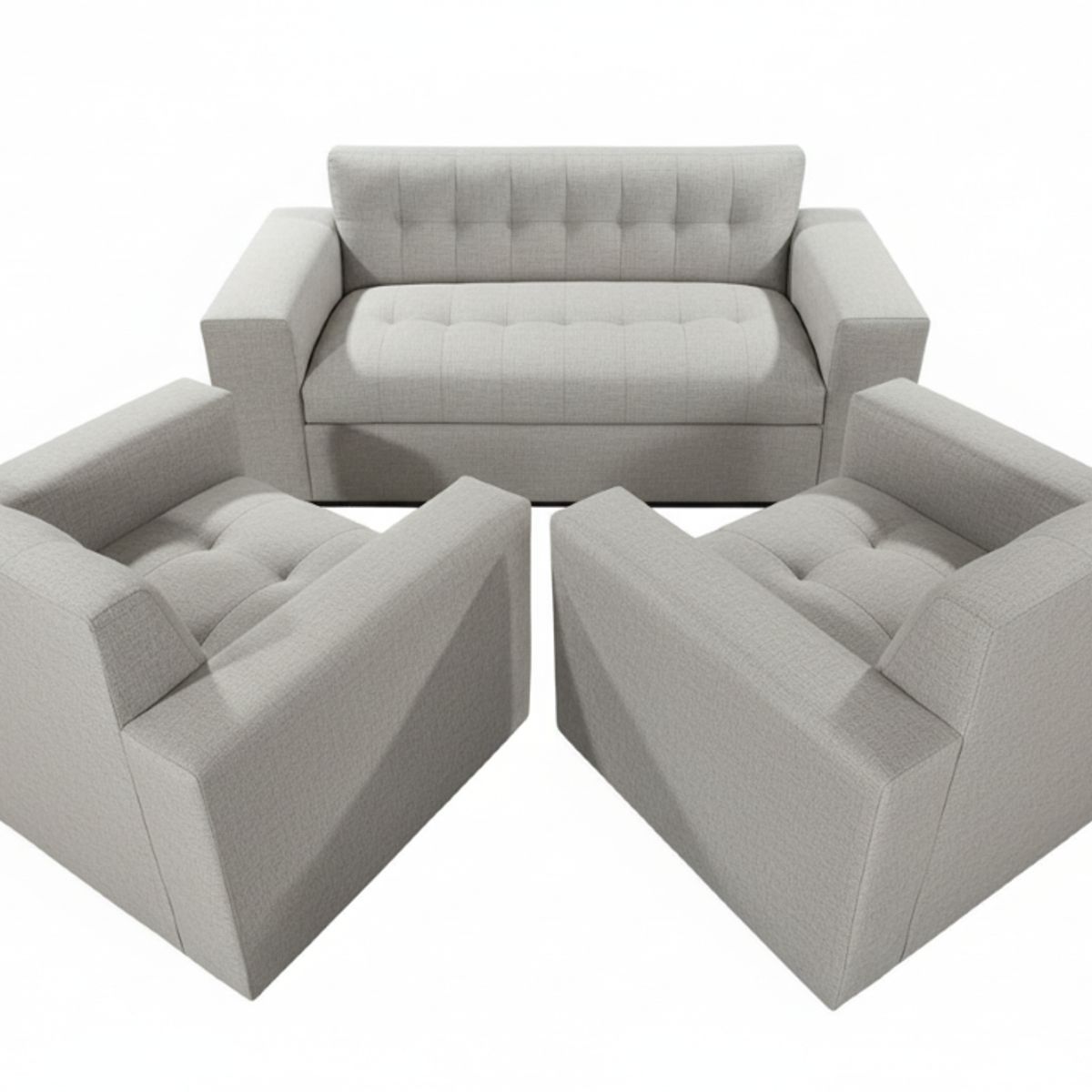 MUEBLES NEW - JUEGO DE LIVING GRIS LINO