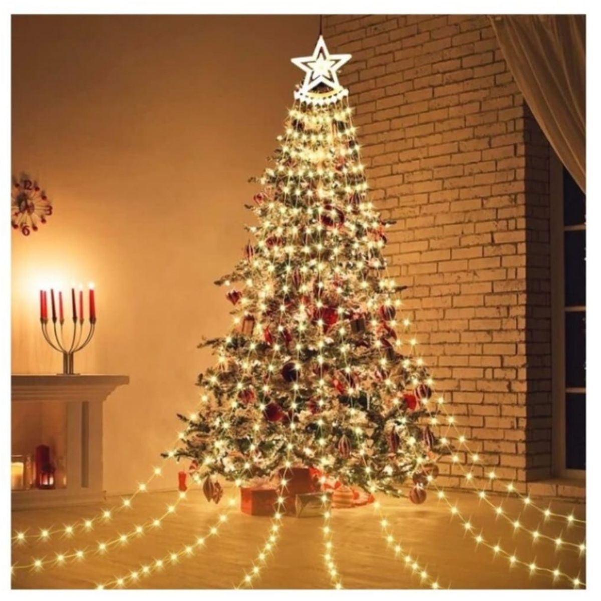 GENERICO - Cascada Estrella de Navidad Iluminada 2,2 metros Destellos Color Calida