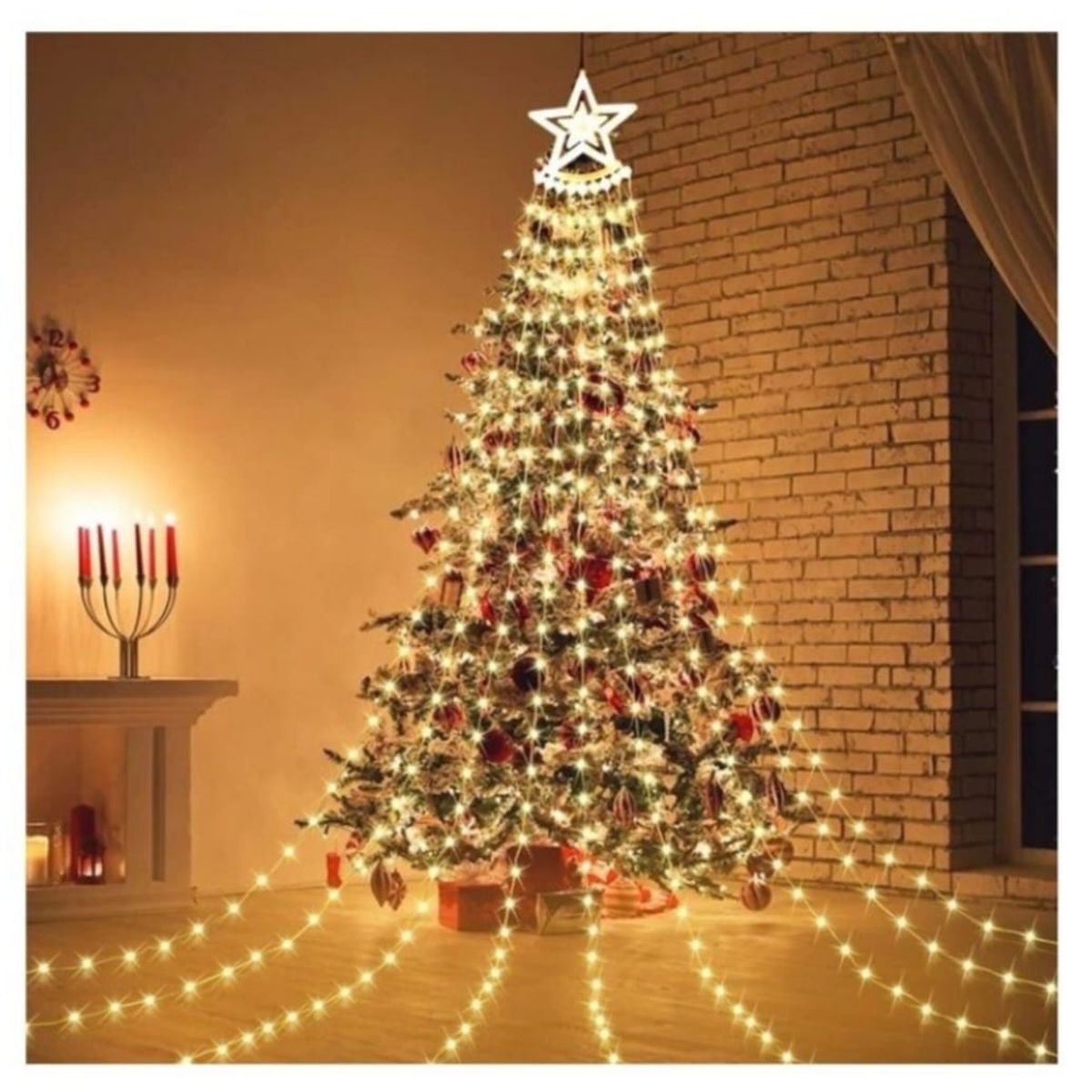 GENERICO - Cascada Estrella de Navidad Iluminada 2,2 metros Destellos Color Calida