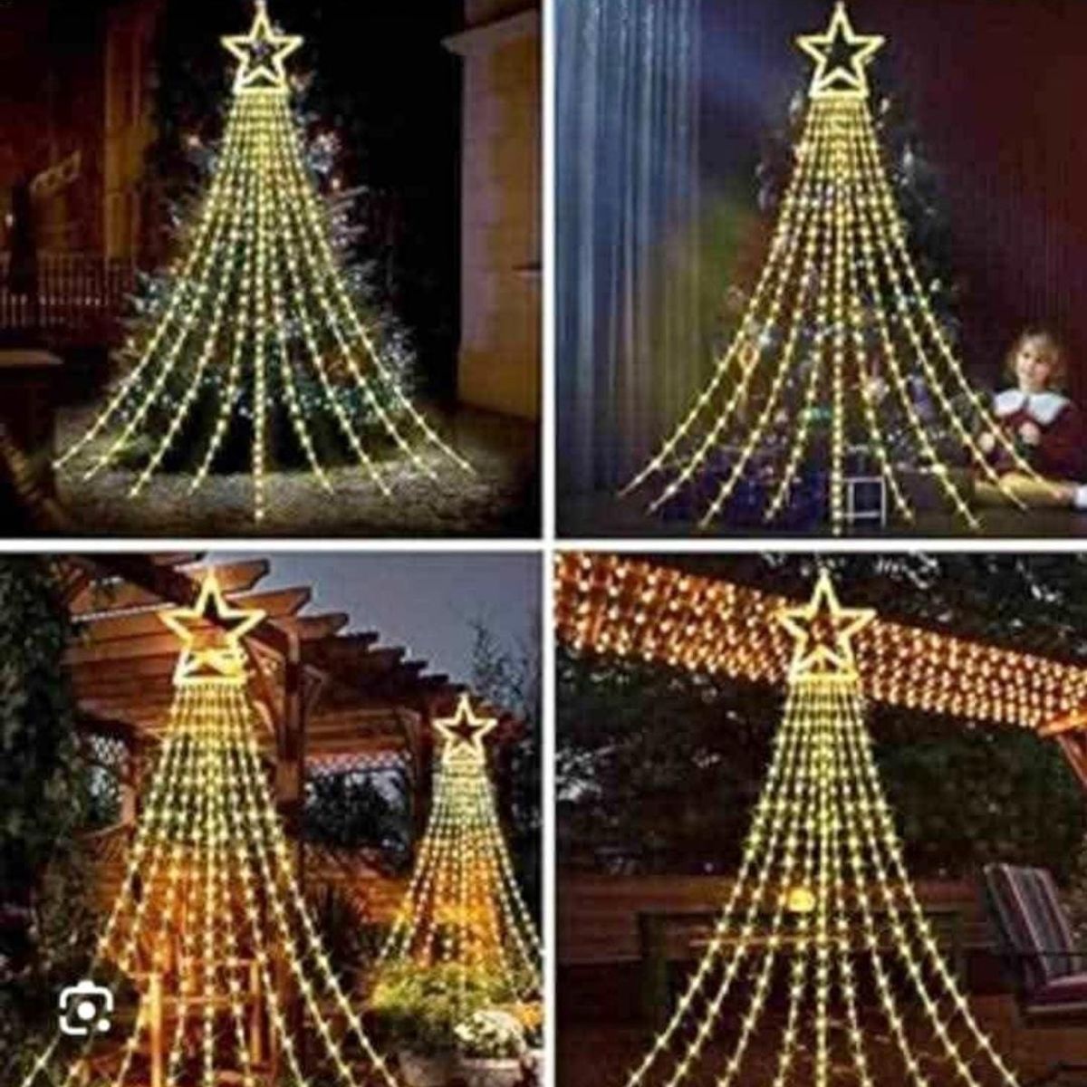 GENERICO - Cascada Estrella de Navidad Iluminada 2,2 metros Destellos Color Calida