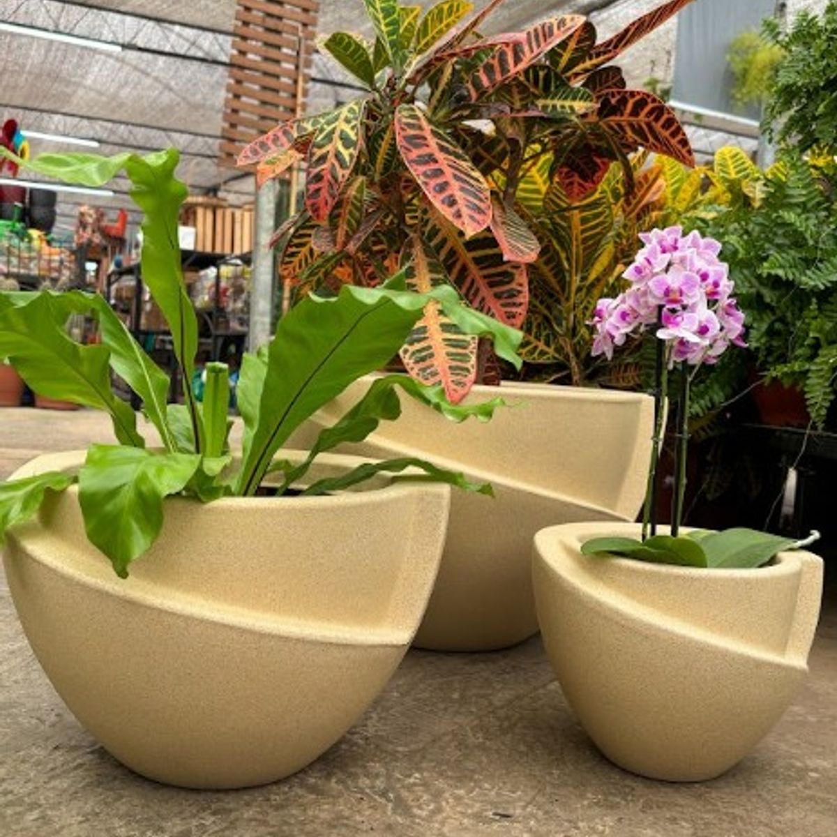 GENERICO - MACETERO BEIGE MODELO CURITIBA 24CM ALTO