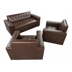 MUEBLES NEW - JUEGO DE LIVING ECOCUERO CHOCOLATE