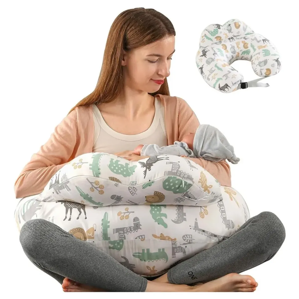 GENERICO - Almohada Cojin De Lactancia Para Bebé Amamantar Antirreflujo Color Blanco Liso