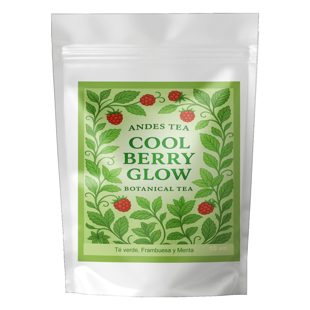 ANDES TEA - Té Cool Berry Glow – Té Verde con Frambuesa y Menta 10 bolsitas