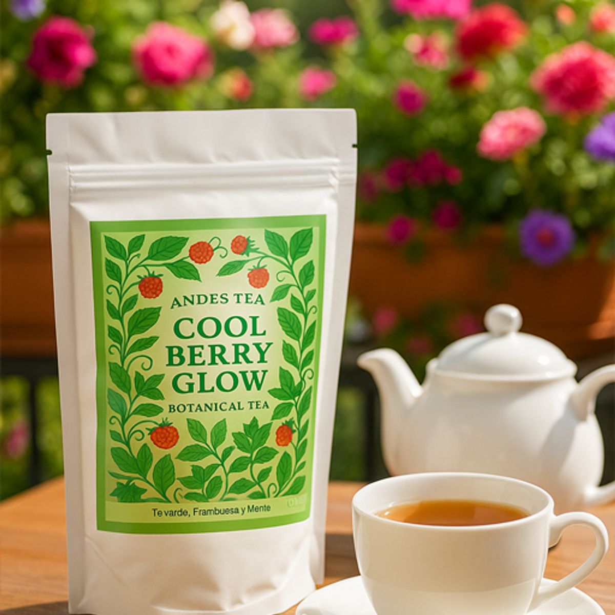 ANDES TEA - Té Cool Berry Glow – Té Verde con Frambuesa y Menta 10 bolsitas