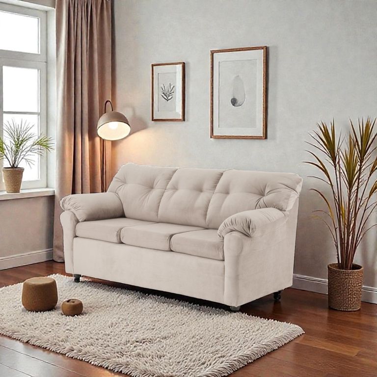 Sofa Mateo 3 Cuerpos - Tela Felpa. Beige