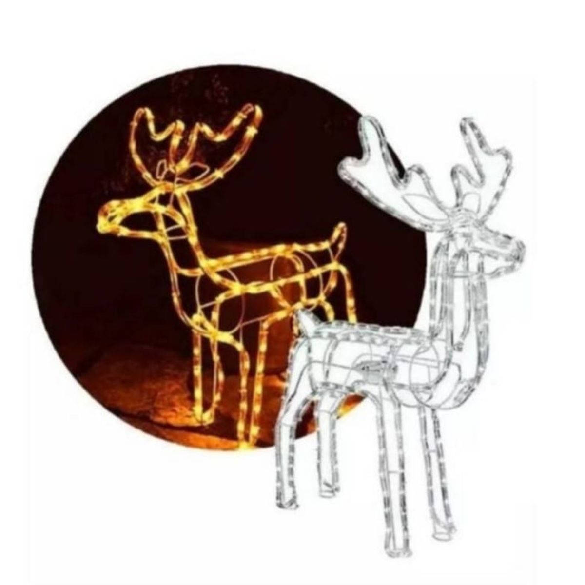 GENERICO - Reno de Navidad con Movimiento - Ciervo Navideño Iluminado 120cm Calida