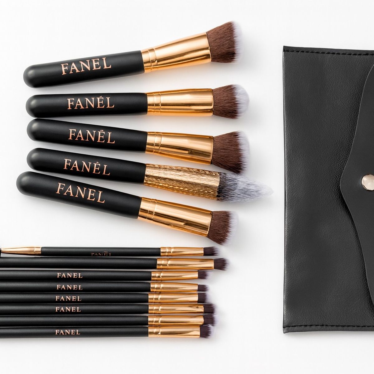 FANEL - Set de 14 Brochas de Maquillaje FANÉL con Estuche Profesional
