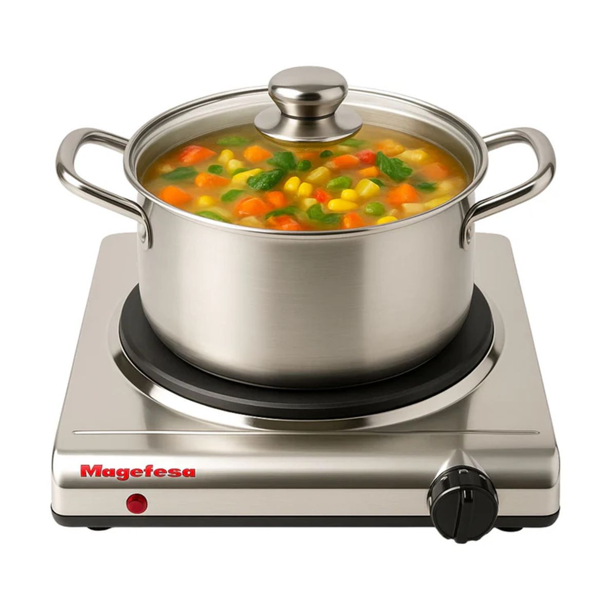 MAGEFESA - Cocina Eléctrica Single Acero Inoxidable 1500w