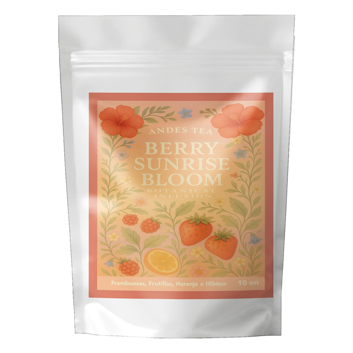 ANDES TEA - Berry Sunrise Bloom – Infusión de Hibisco, Frambuesa, Frutilla y Naranja 10 bolsitas