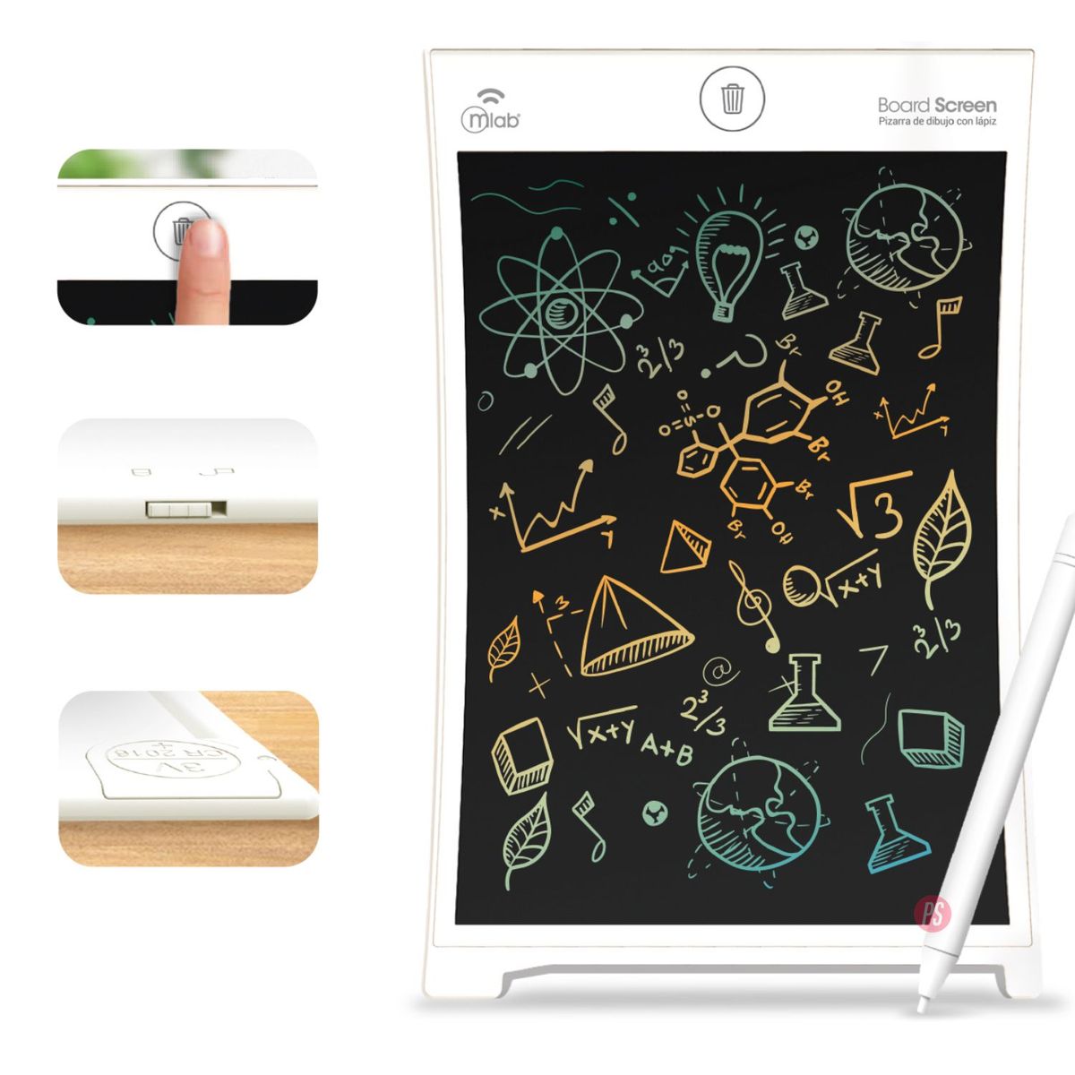 MLAB - Pizarra LCD 8″ Board Screen Lápiz Borrado Instantáneo - PS