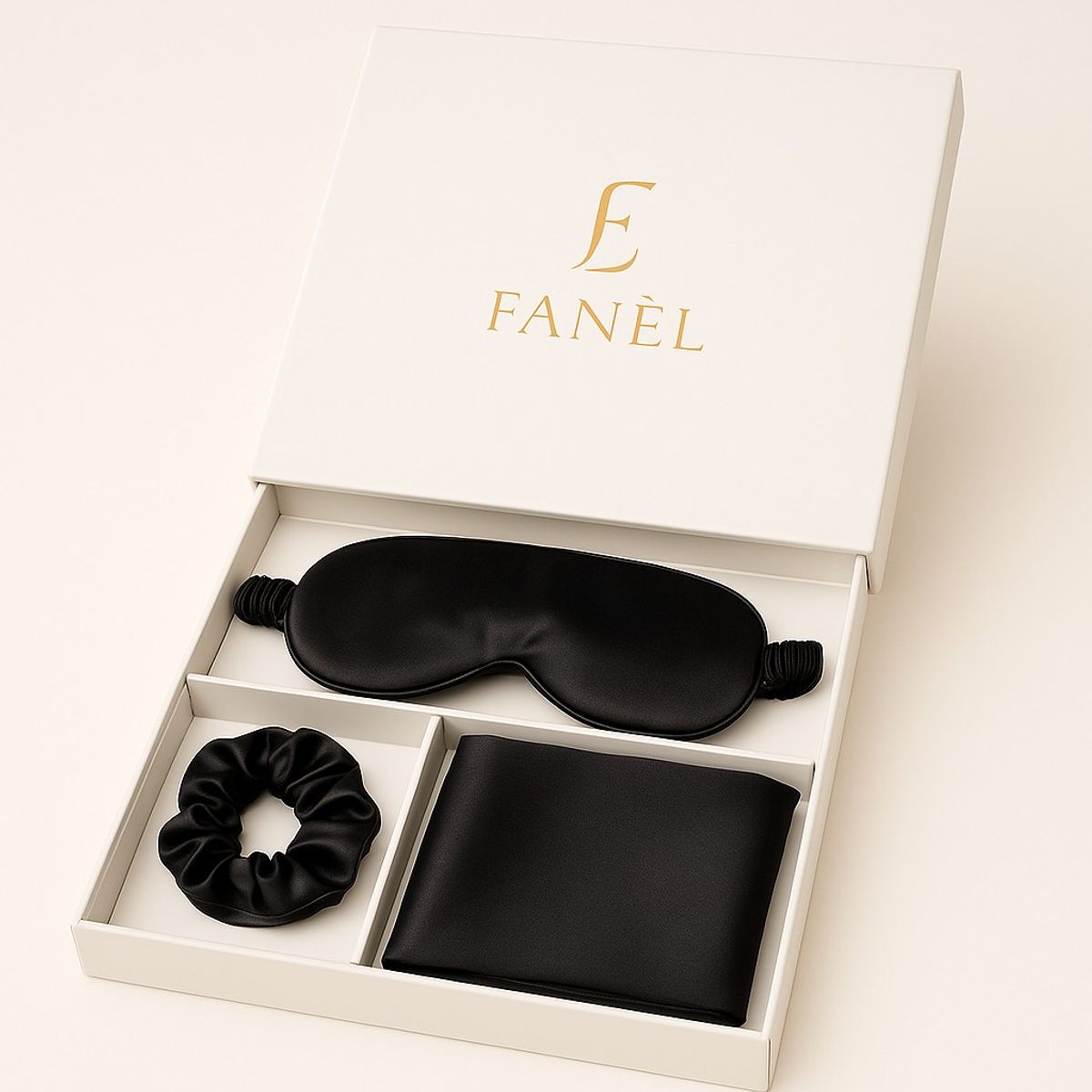 FANEL - Set de Descanso en Satín Fanèl Antifaz + Funda de Almohada + Scrunchie