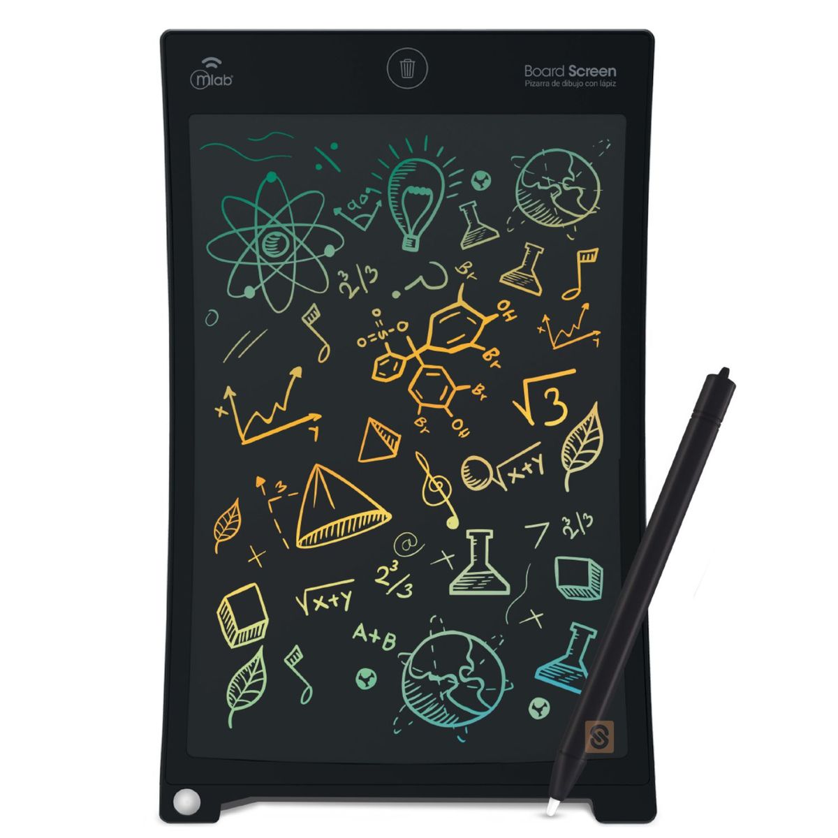 MLAB - Pizarra LCD 10″ Multicolor con Lápiz y Borrado Instantáneo - SC