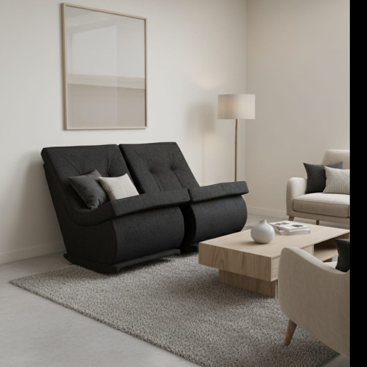 GENERICO - butacones mecedoras onix color negra lino