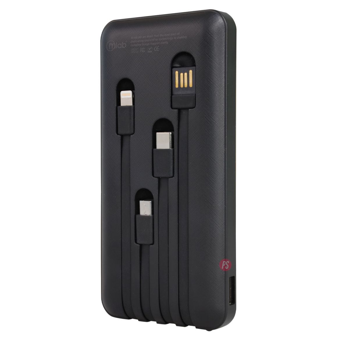 MLAB - Powerbank 5000mAh Pocket Energy con 4 Cables y Linterna - PS