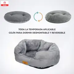 GENERICO - Cama Antiestres Para Mascota Perro Gato Con Cojin Reversible 60x53cm Color Gris
