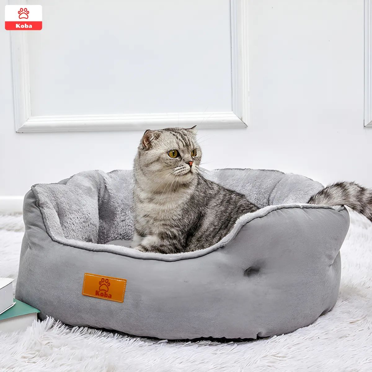 GENERICO - Cama Antiestres Para Mascota Perro Gato Con Cojin Reversible 60x53cm Color Gris