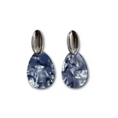 GENERICO - Aros Pendientes Acrílicos Azul y acero