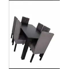 GENERICO - Juego de comedor mesa negra con sillas gris medio lino
