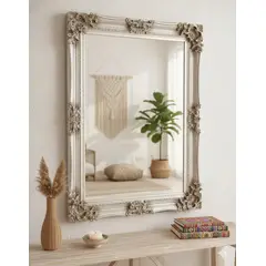 GENERICO - Espejo plateado cuadrado tipo talllado 95x125