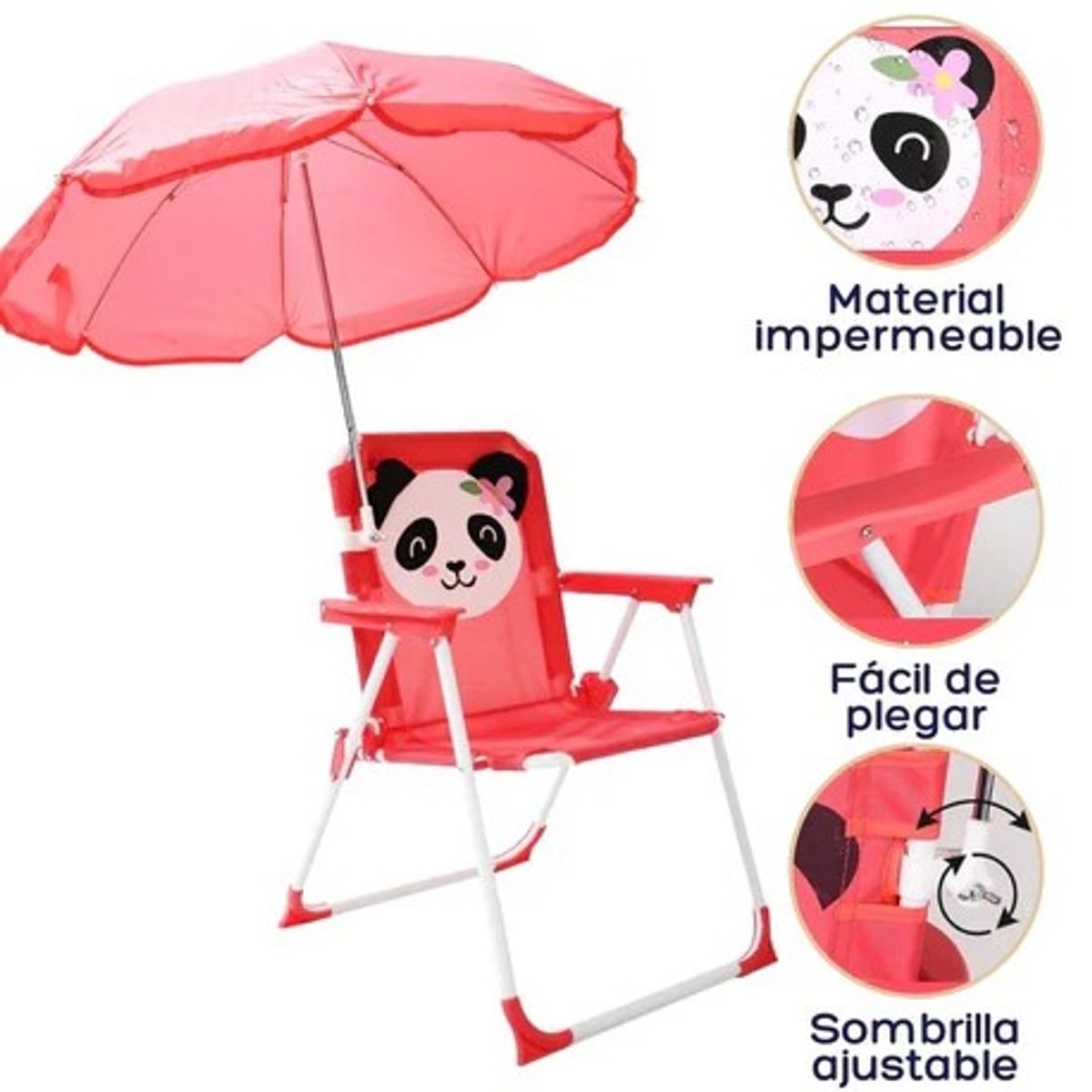 GENERICO - SILLAS PLAYERAS PARA NIÑOS CAMPINGPISCINA CON SOMBRILLA