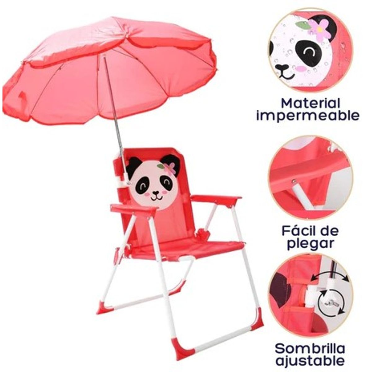 GENERICO - SILLAS PLAYERAS PARA NIÑOS CAMPINGPISCINA CON SOMBRILLA