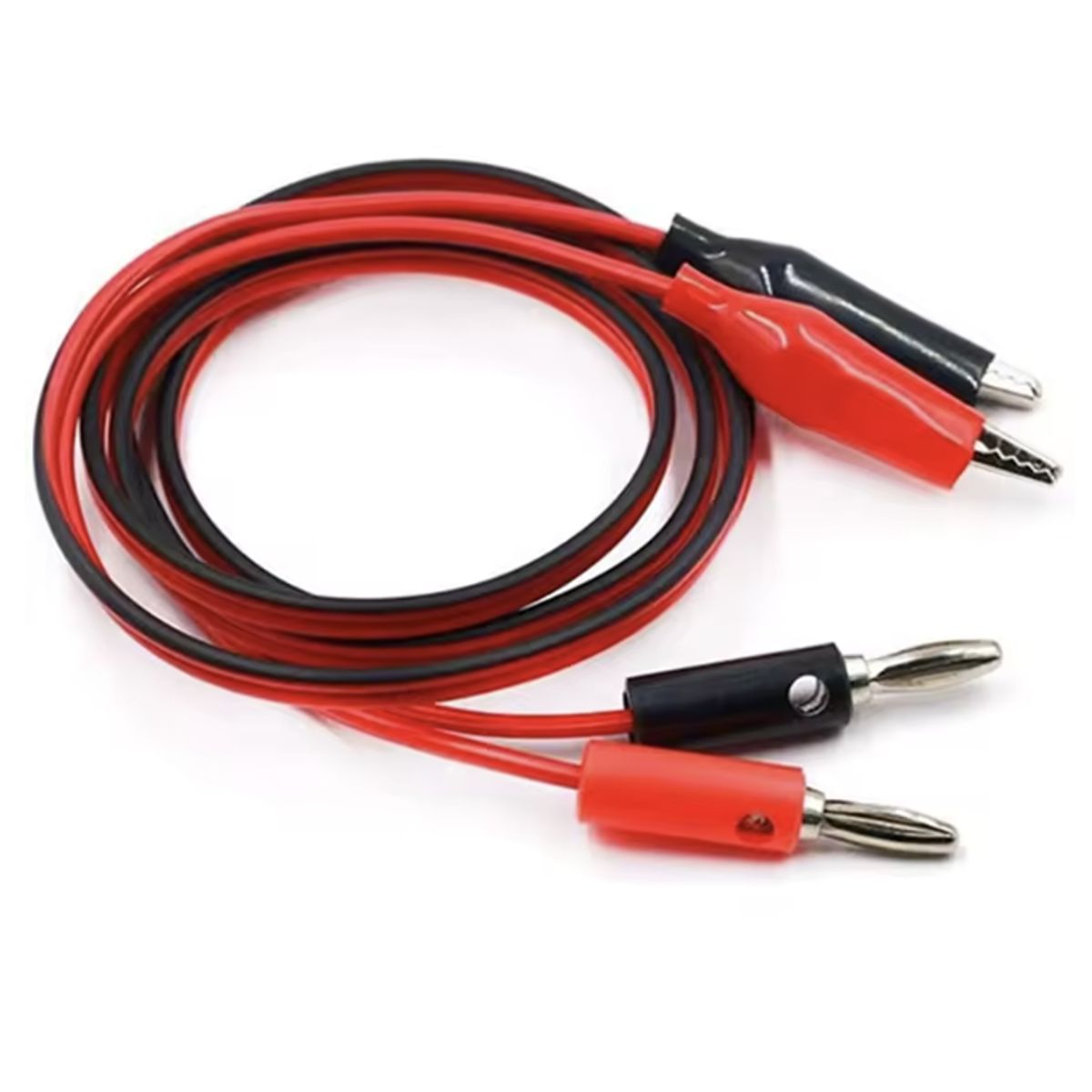 GENERICO - Cable Banana A Caiman, 1m Cable 24 Awg, Pack 2 Und
