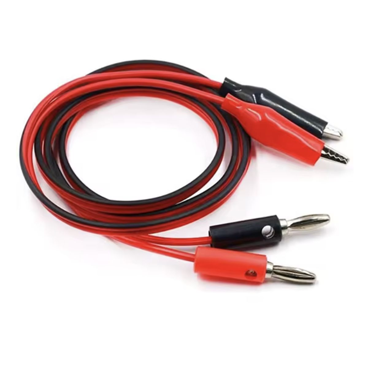 GENERICO - Cable Banana A Caiman, 1m Cable 24 Awg, Pack 2 Und